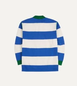 Blue And White Wide Stripe Mock Collar Long-Sleeve Jersey -Drakes Shop DR2A5F23166 01252 5