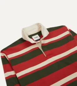 Red, Green And Ecru Stripe Cotton Rugby Shirt -Drakes Shop DR2A5H 23089 01 662 3 e812e817 1272 4231 a4b6 bbdfbfc9641d