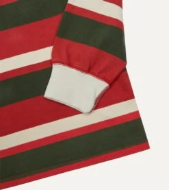 Red, Green And Ecru Stripe Cotton Rugby Shirt -Drakes Shop DR2A5H 23089 01 662 4 b53edaa3 89c5 43ab ab9e 7bb103bce353