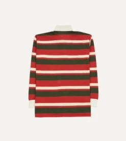 Red, Green And Ecru Stripe Cotton Rugby Shirt -Drakes Shop DR2A5H 23089 01 662 5 74e781e0 346c 40de 9789 a64eb89a1618