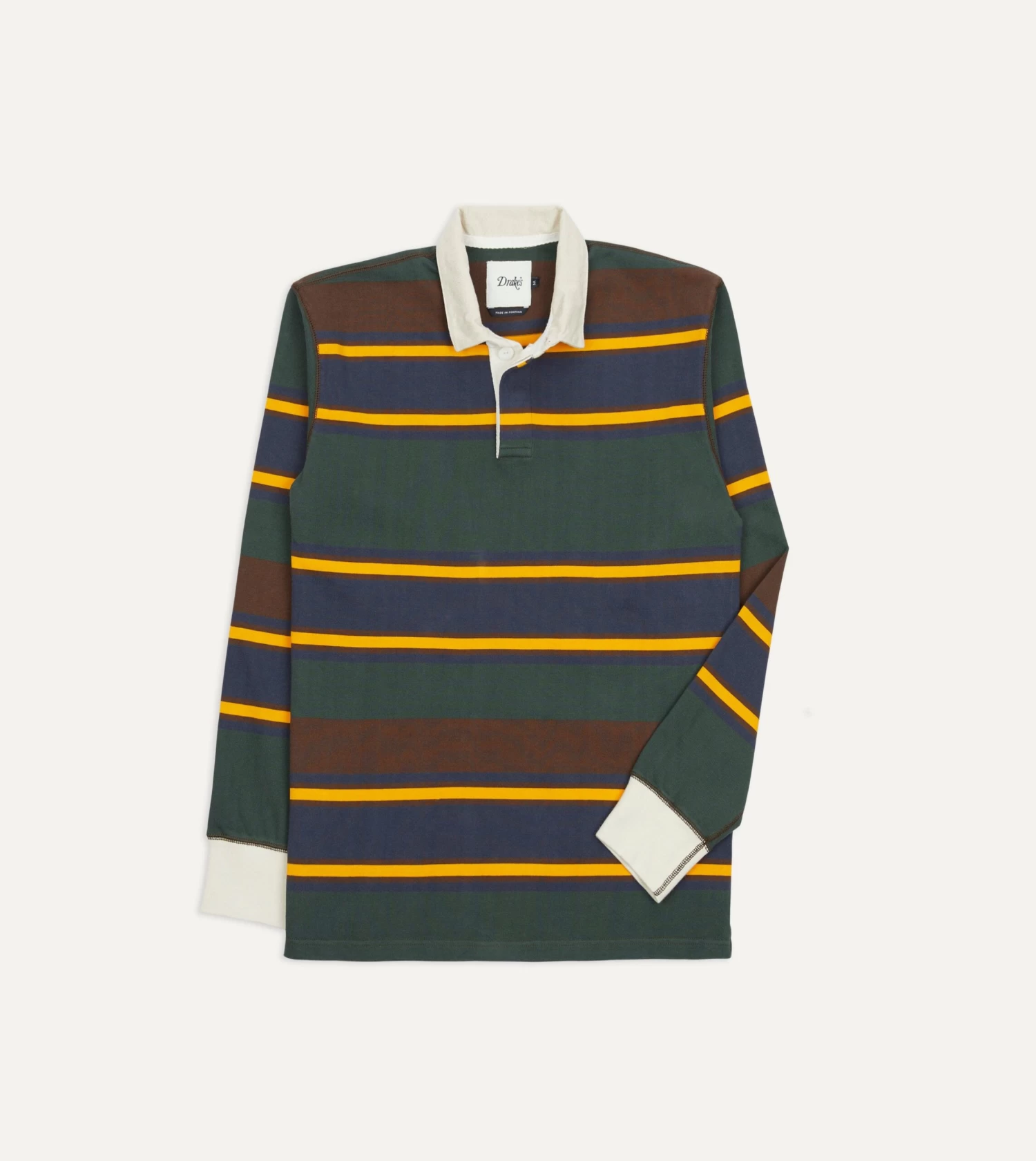 Green, Navy And Gold Stripe Cotton Rugby Shirt 3 Green, Navy And Gold Stripe Cotton Rugby Shirt