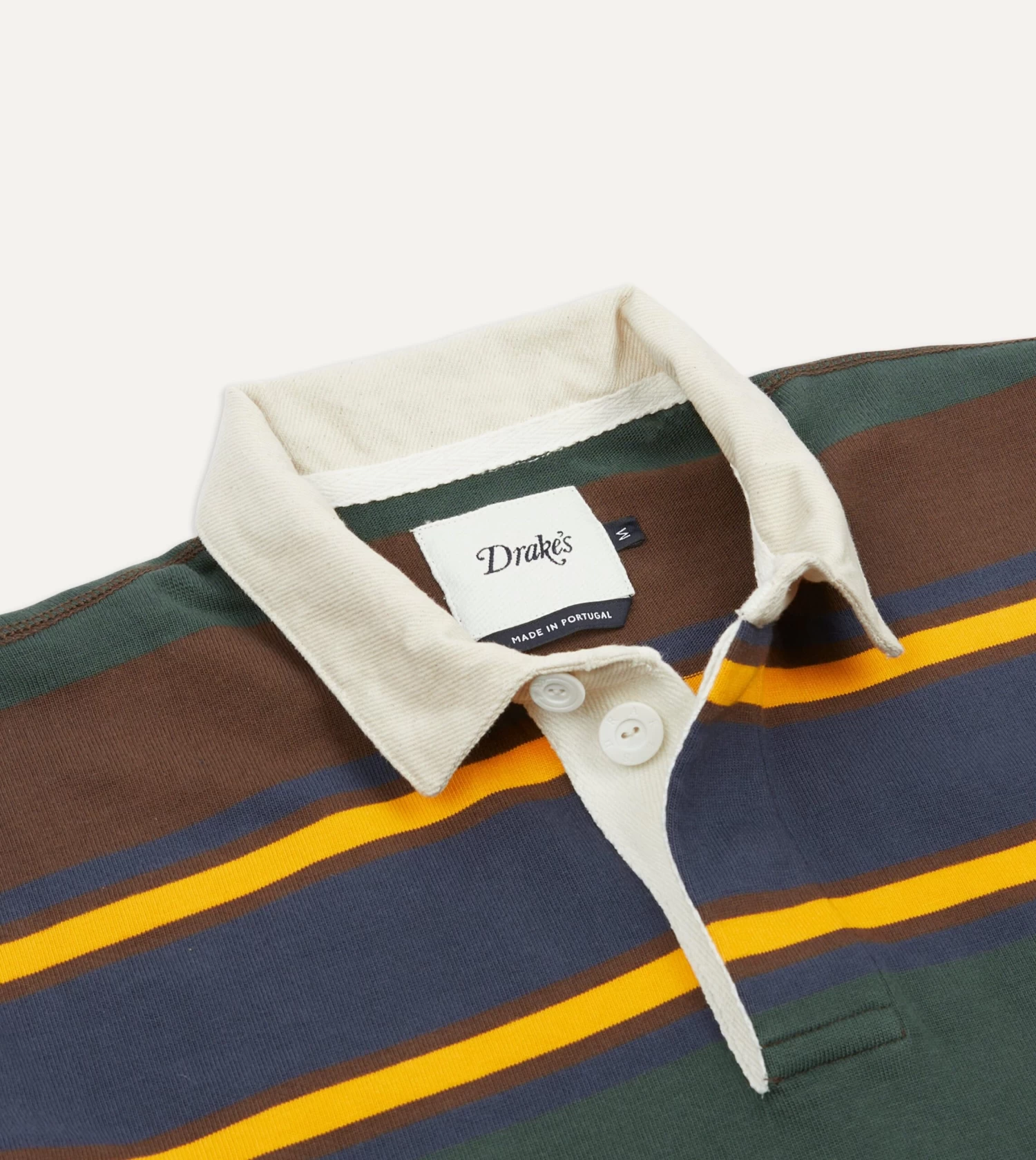 Green, Navy And Gold Stripe Cotton Rugby Shirt 6 Green, Navy And Gold Stripe Cotton Rugby Shirt - Image 4
