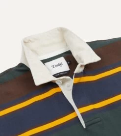 Green, Navy And Gold Stripe Cotton Rugby Shirt 13 Green, Navy And Gold Stripe Cotton Rugby Shirt -Drakes Shop DR2A5H22537 01662 4