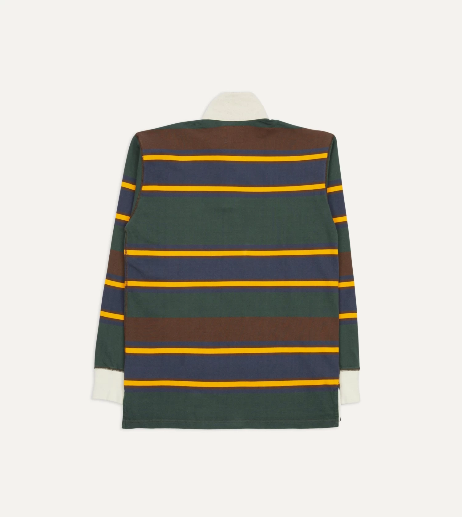Green, Navy And Gold Stripe Cotton Rugby Shirt 5 Green, Navy And Gold Stripe Cotton Rugby Shirt - Image 3