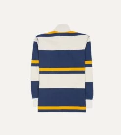 Ecru, Navy And Yellow Stripe Cotton Rugby Shirt -Drakes Shop DR2A5H22539 01662 5