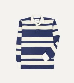 Navy And Ecru Stripe Cotton Rugby Shirt
