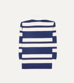 Navy And Ecru Stripe Cotton Rugby Shirt -Drakes Shop DR2A5H23087 01252 5