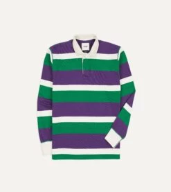Purple, Green And White Stripe Cotton Rugby Shirt