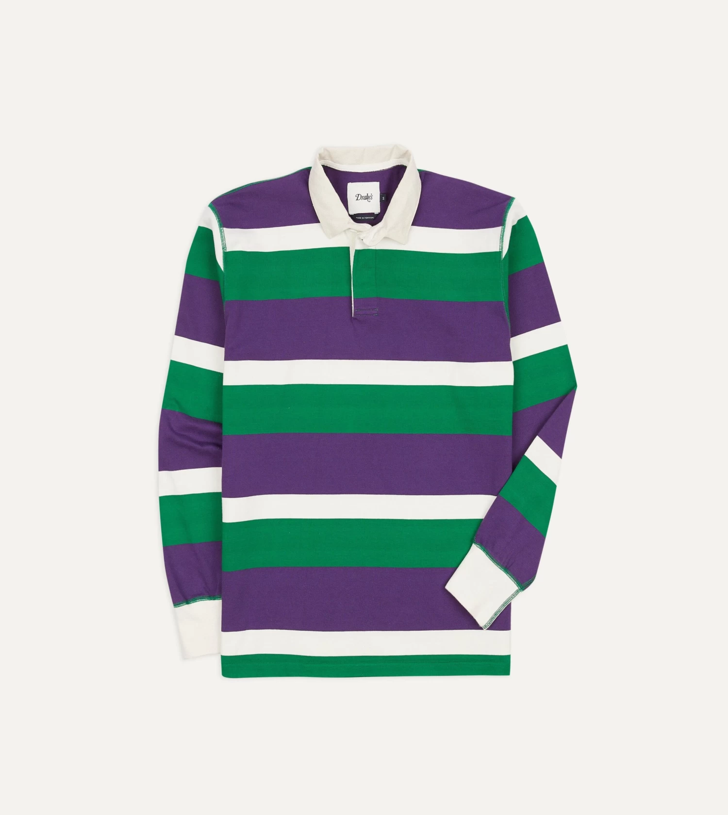 Purple, Green And White Stripe Cotton Rugby Shirt 3 Purple, Green And White Stripe Cotton Rugby Shirt