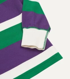 Purple, Green And White Stripe Cotton Rugby Shirt 14 Purple, Green And White Stripe Cotton Rugby Shirt -Drakes Shop DR2A5H23573 01902 5
