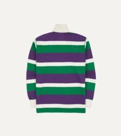 Purple, Green And White Stripe Cotton Rugby Shirt 15 Purple, Green And White Stripe Cotton Rugby Shirt -Drakes Shop DR2A5H23573 01902 6