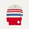 Cream, Red And Blue Stripe Cotton Rugby Shirt 1 Cream, Red And Blue Stripe Cotton Rugby Shirt -Drakes Shop DR2A5H23573 02052 1