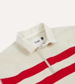 Cream, Red And Blue Stripe Cotton Rugby Shirt -Drakes Shop DR2A5H23573 02052 3