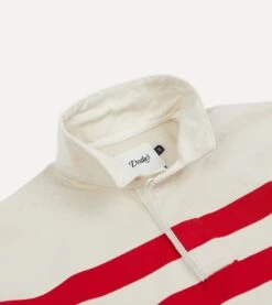 Cream, Red And Blue Stripe Cotton Rugby Shirt -Drakes Shop DR2A5H23573 02052 4