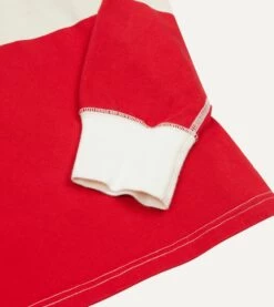 Cream, Red And Blue Stripe Cotton Rugby Shirt -Drakes Shop DR2A5H23573 02052 5