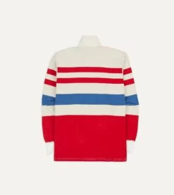 Cream, Red And Blue Stripe Cotton Rugby Shirt -Drakes Shop DR2A5H23573 02052 6