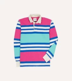 Pink, Green And Blue Stripe Cotton Rugby Shirt