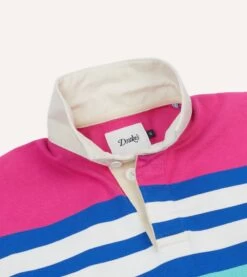 Pink, Green And Blue Stripe Cotton Rugby Shirt -Drakes Shop DR2A5H23573 04992 4