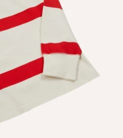 White And Red Stripe Cotton Rugby Shirt -Drakes Shop DR2A5H23573 05002 5