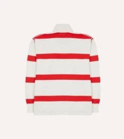 White And Red Stripe Cotton Rugby Shirt -Drakes Shop DR2A5H23573 05002 6