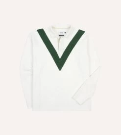 Ecru And Green Chevron Cotton Rugby Shirt