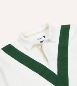 Ecru And Green Chevron Cotton Rugby Shirt -Drakes Shop DR2A5H24165 01000 3