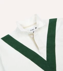 Ecru And Green Chevron Cotton Rugby Shirt -Drakes Shop DR2A5H24165 01000 4