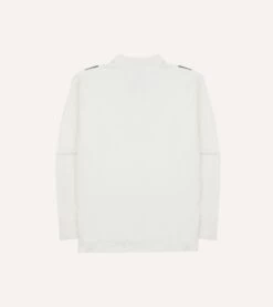 Ecru And Green Chevron Cotton Rugby Shirt -Drakes Shop DR2A5H24165 01000 6