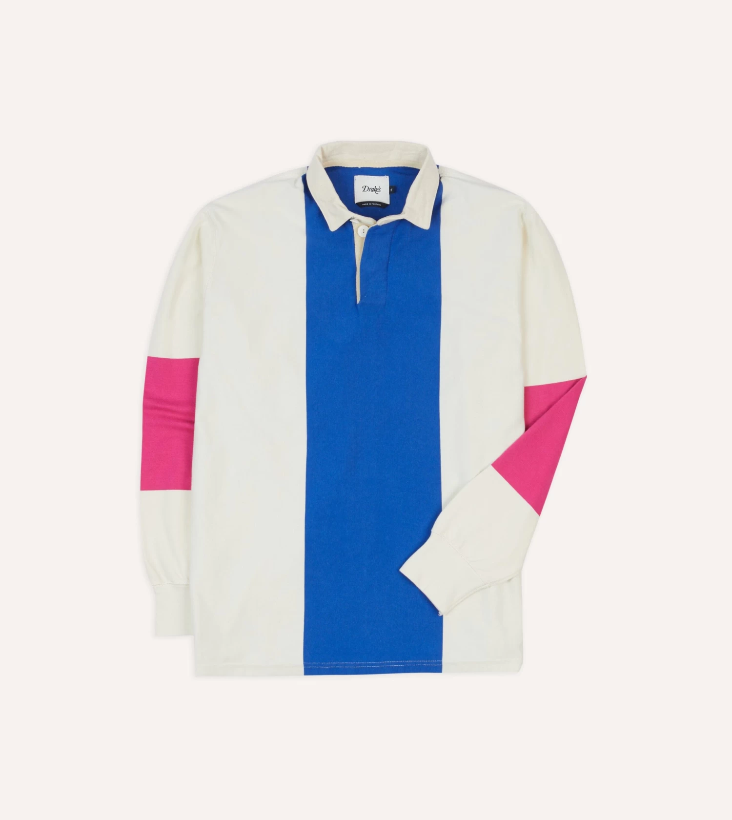 White, Pink And Blue Panel Stripe Cotton Rugby Shirt 3 White, Pink And Blue Panel Stripe Cotton Rugby Shirt