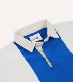 White, Pink And Blue Panel Stripe Cotton Rugby Shirt 10 White, Pink And Blue Panel Stripe Cotton Rugby Shirt -Drakes Shop DR2A5H24166 01661 3