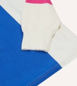 White, Pink And Blue Panel Stripe Cotton Rugby Shirt 12 White, Pink And Blue Panel Stripe Cotton Rugby Shirt -Drakes Shop DR2A5H24166 01661 5