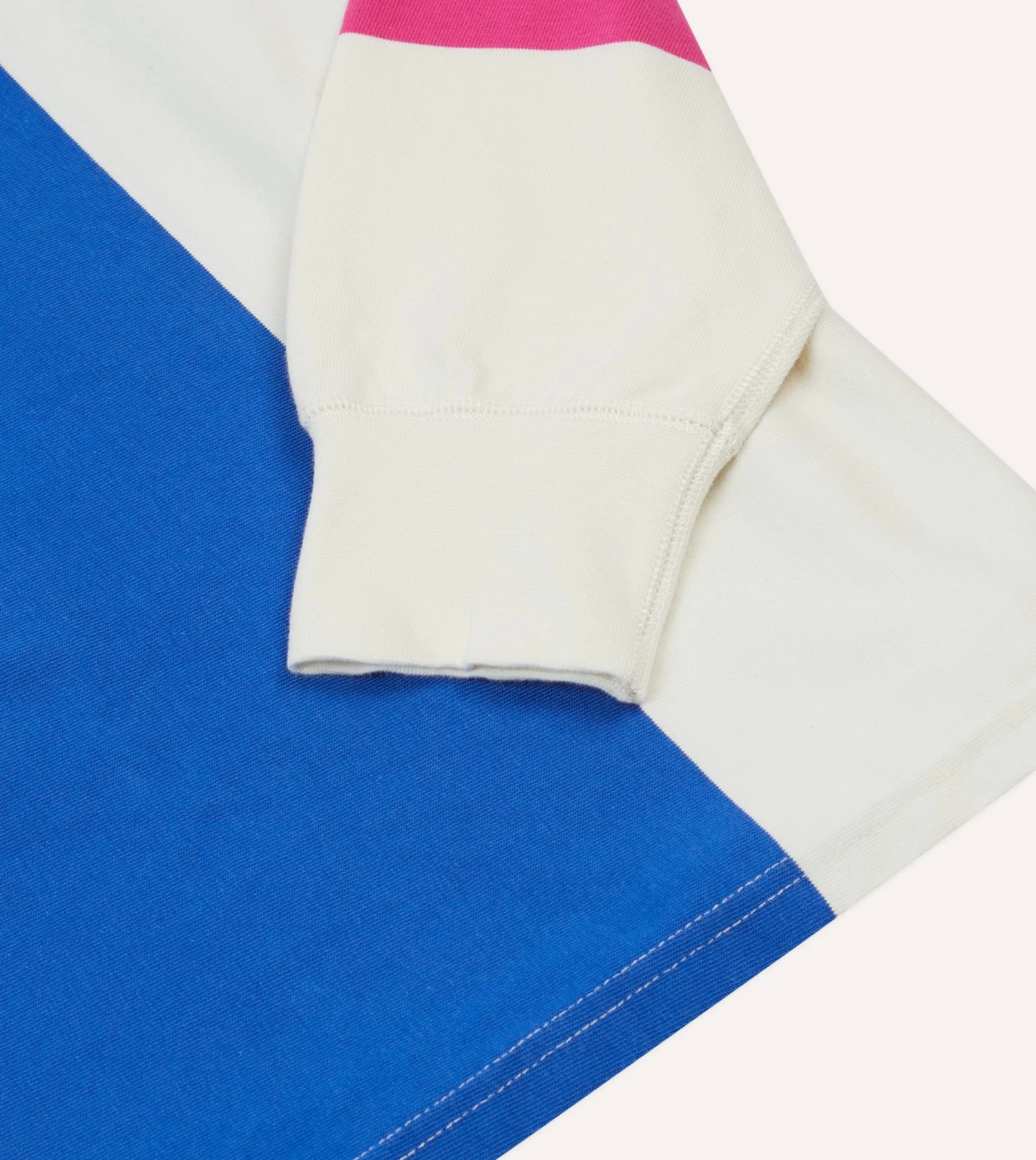 White, Pink And Blue Panel Stripe Cotton Rugby Shirt 7 White, Pink And Blue Panel Stripe Cotton Rugby Shirt - Image 5