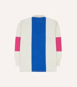 White, Pink And Blue Panel Stripe Cotton Rugby Shirt 13 White, Pink And Blue Panel Stripe Cotton Rugby Shirt -Drakes Shop DR2A5H24166 01661 6
