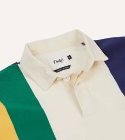 Multi Stripe Cotton Rugby Shirt -Drakes Shop DR2A5H24167 01200 3