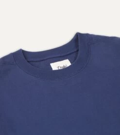 Navy Crew Neck Cotton Sweatshirt -Drakes Shop DR2A5I 21566 07 250 3