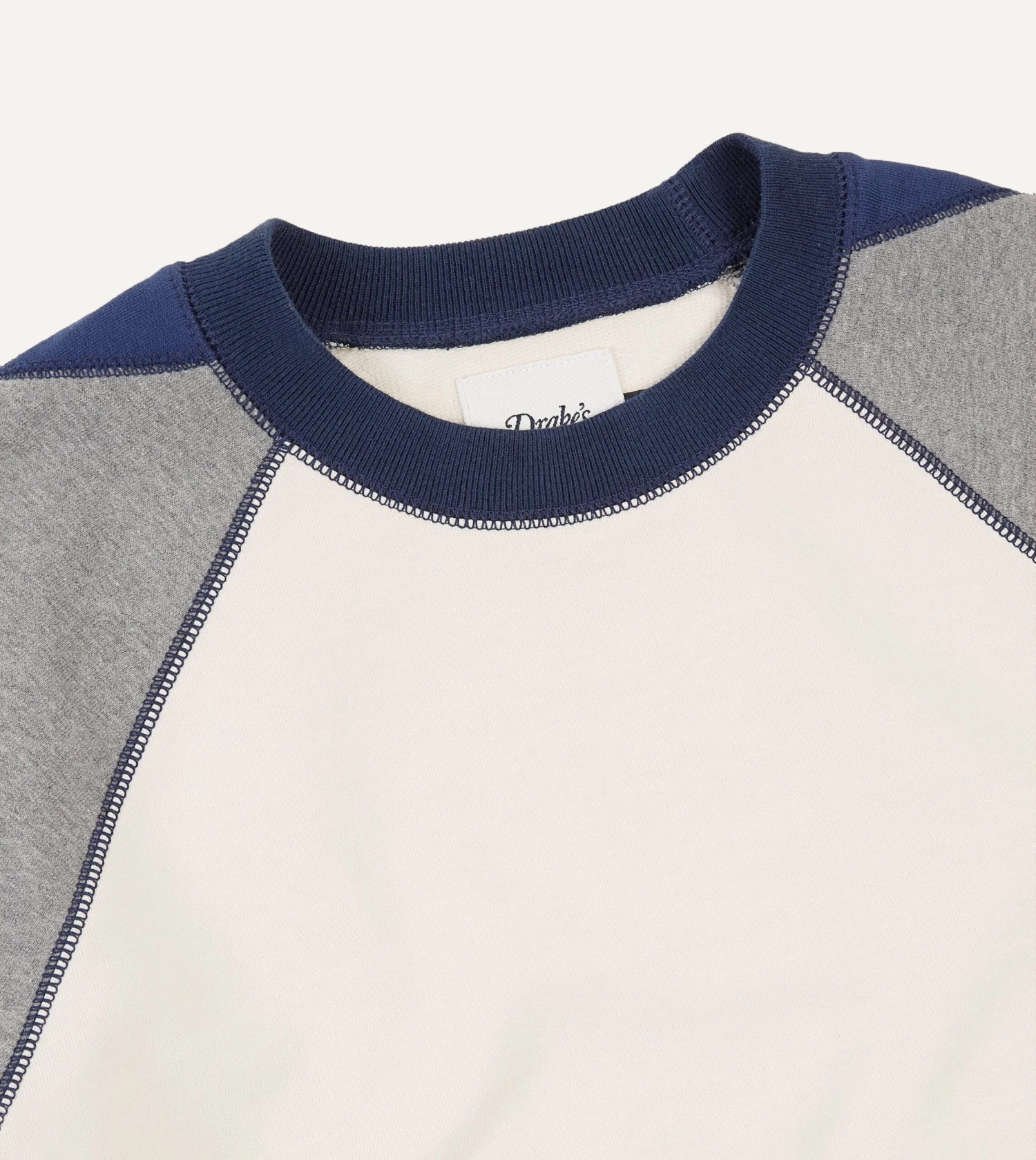 Ecru And Grey Short Sleeve Crew Neck Cotton Sweatshirt 5 Ecru And Grey Short Sleeve Crew Neck Cotton Sweatshirt - Image 3