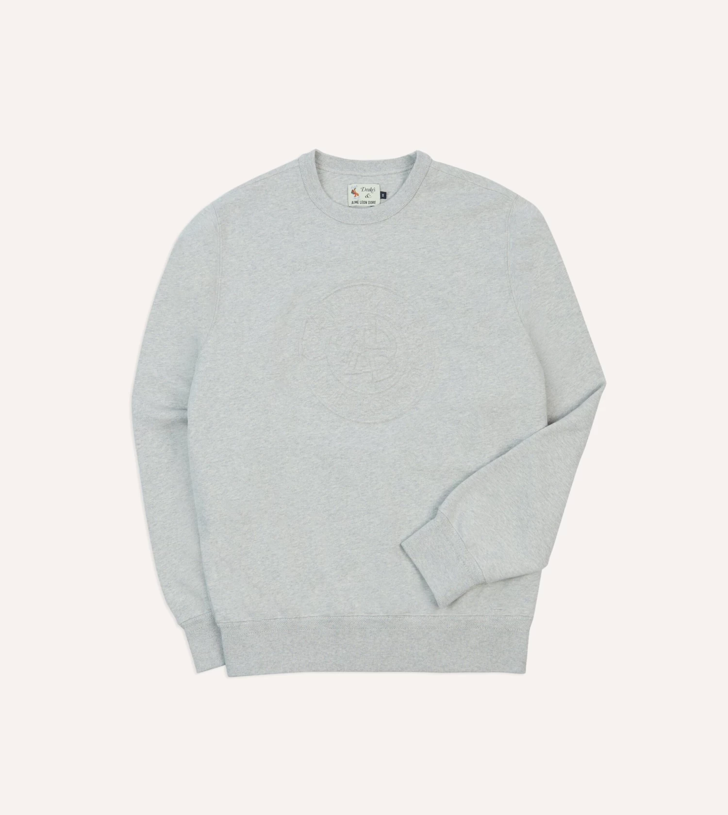 ALD / Drake's Grey Embossed Crewneck Sweatshirt 3 ALD / Drake's Grey Embossed Crewneck Sweatshirt