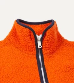 Orange Boucle Wool Zip Fleece Jacket -Drakes Shop DR2A5L 21265 05 800 3