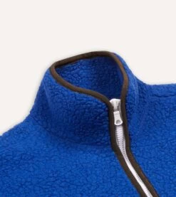 Blue Boucle Wool Zip Fleece Jacket -Drakes Shop DR2A5L21265 01200 4 LR