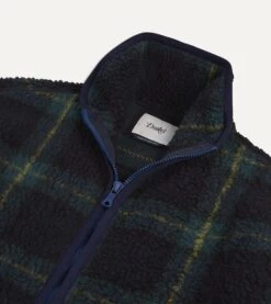 Johnston Check Boucle Wool Zip Fleece Jacket -Drakes Shop DR2A5L22659 02253 4
