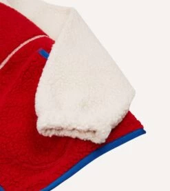 Ecru, Red And Blue Boucle Wool Zip Fleece Jacket -Drakes Shop DR2A5L23567 01660 4