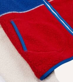 Ecru, Red And Blue Boucle Wool Zip Fleece Jacket -Drakes Shop DR2A5L23567 01660 6