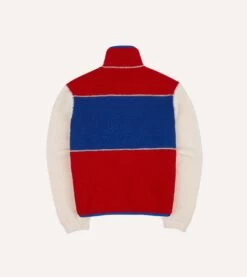 Ecru, Red And Blue Boucle Wool Zip Fleece Jacket -Drakes Shop DR2A5L23567 01660 8