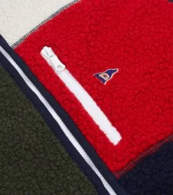 Ecru, Green And Navy Boucle Wool Zip Fleece Vest 12 Ecru, Green And Navy Boucle Wool Zip Fleece Vest -Drakes Shop DR2A5L23571 01660 4