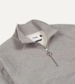 Grey Cotton Quarter Zip Sweatshirt -Drakes Shop DR2A5M 21565 01 600 3