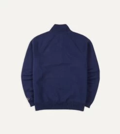 Navy Cotton Quarter Zip Sweatshirt 11 Navy Cotton Quarter Zip Sweatshirt -Drakes Shop DR2A5M 21565 04 250 5