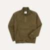 Khaki Green Cotton Quarter Zip Sweatshirt 1 Khaki Green Cotton Quarter Zip Sweatshirt -Drakes Shop DR2A5M21565 05400 1 LR