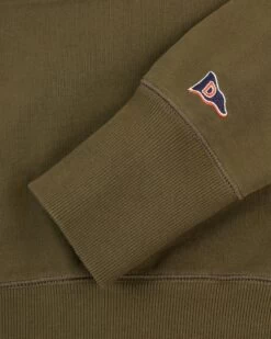 Khaki Green Cotton Quarter Zip Sweatshirt -Drakes Shop DR2A5M21565 05400 3 LR