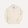 Ecru Cotton Quarter Zip Sweatshirt -Drakes Shop DR2A5M21565 06050 1 LR
