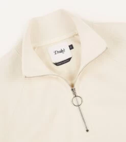 Ecru Cotton Quarter Zip Sweatshirt 12 Ecru Cotton Quarter Zip Sweatshirt -Drakes Shop DR2A5M21565 06050 3 LR